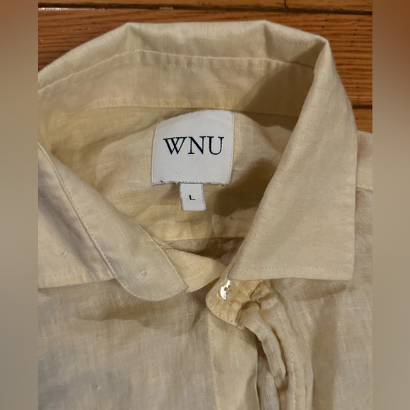 With Nothing Underneath the boyfriend button down: 100% Linen, Lemon yellow - Picture 4 of 5